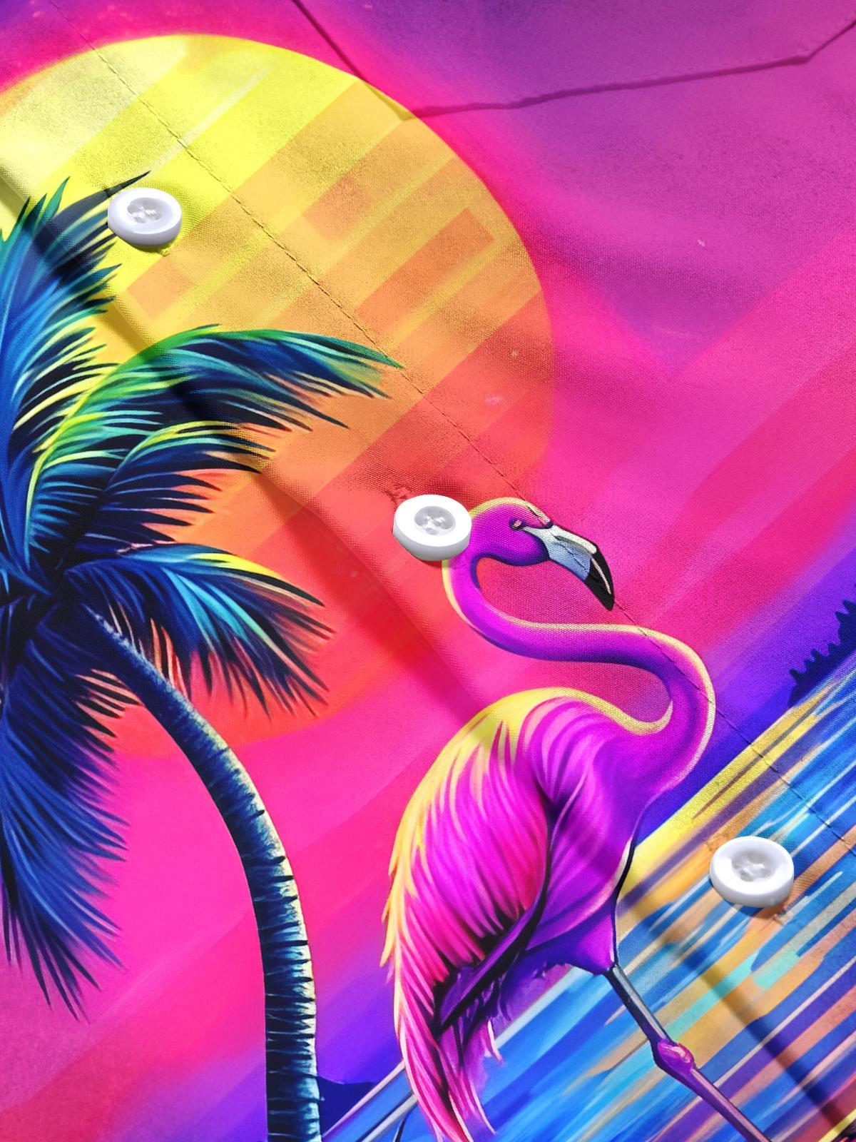 Hawaiian Flamingo Men's Pocket Short Sleeve Shirts