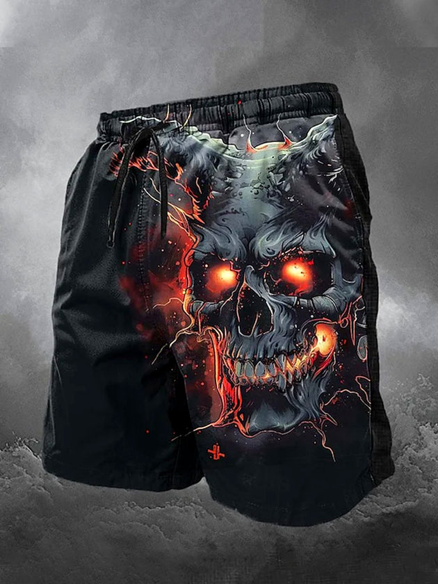 men's skull print casual pants front view