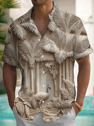 Men's art print pocket short sleeve shirt front view