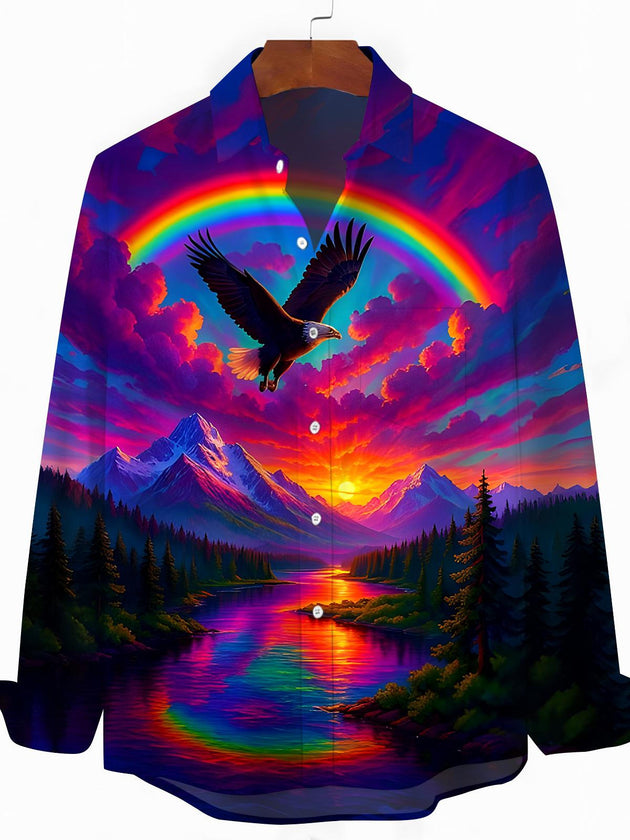 men's eagle print shirt front view