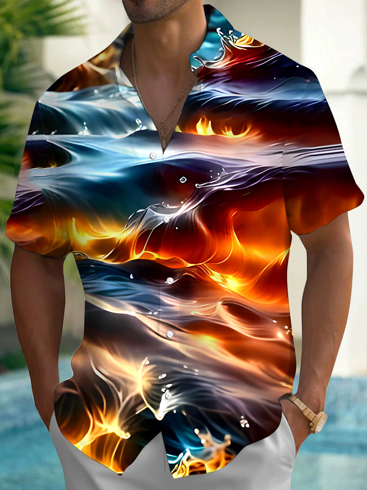 Abstract Men's Pocket Short Sleeve Shirts