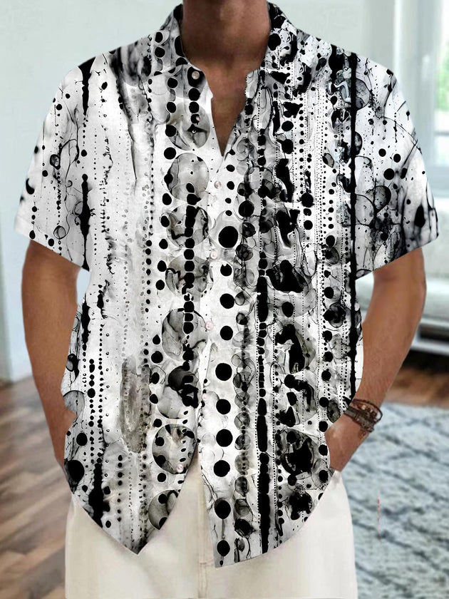 men's abstract tie dye short sleeve shirt front view