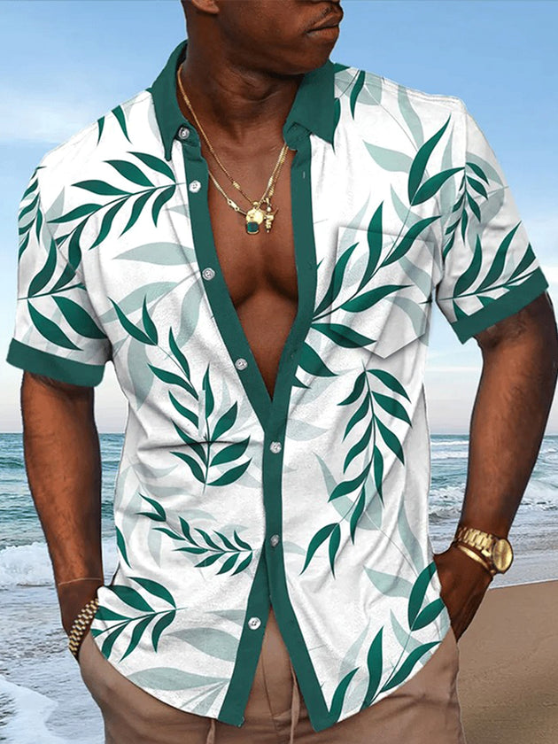 men's Hawaiian shirt front view tropical beach vacation