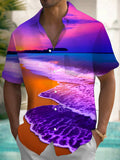 Hawaiian Beach Short Sleeve Men's Shirts With Pocket