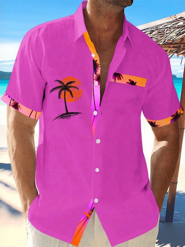 men's Hawaiian shirt front view tropical beach vacation