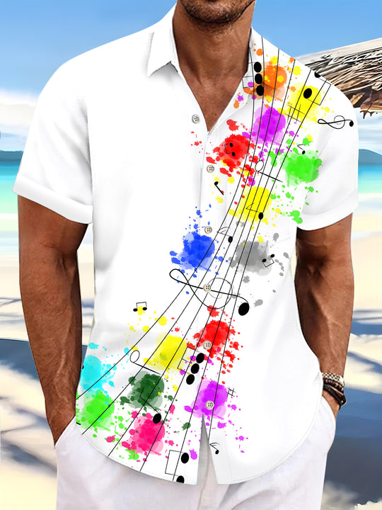 men's music print shirt front view