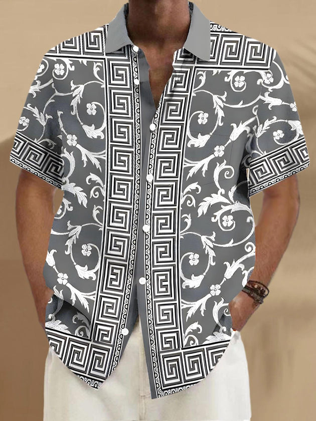 Men's short sleeve floral shirt front view