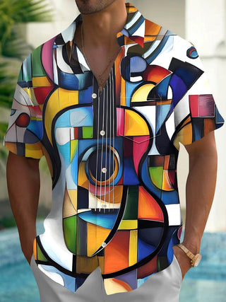 men's music print shirt front view