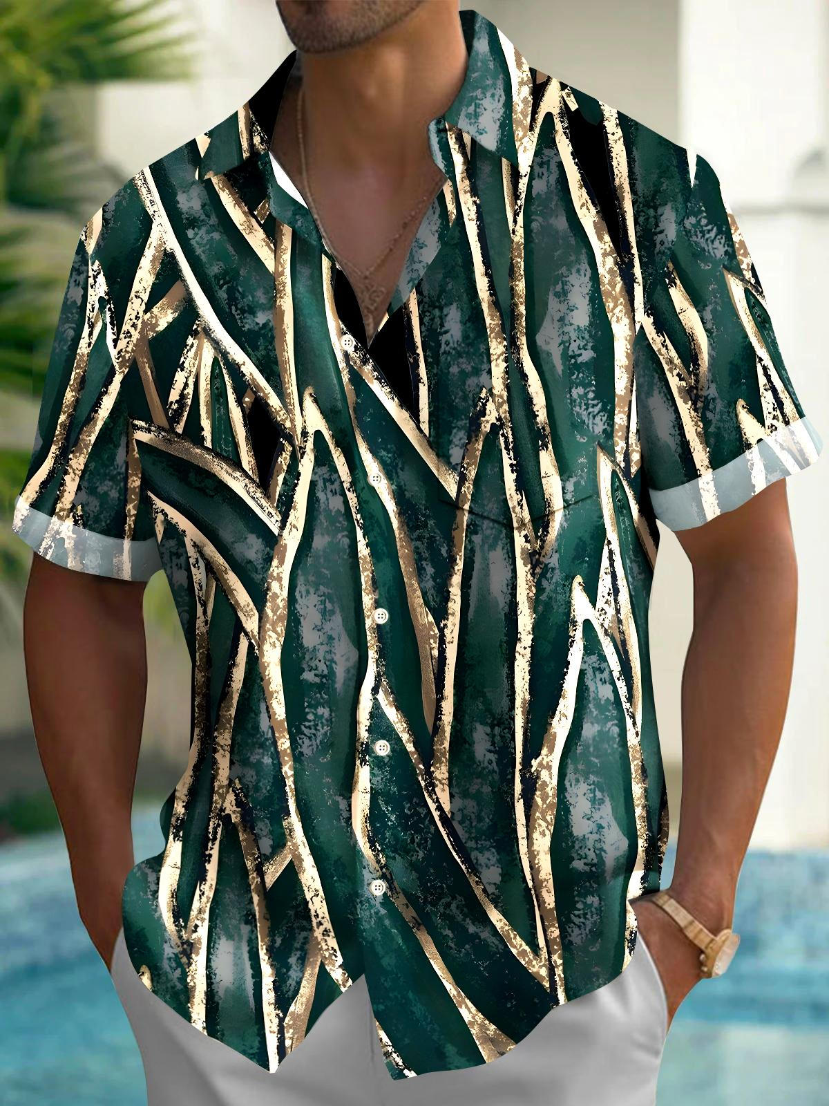 Geometry Men's Pocket Short Sleeve Shirts