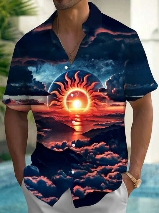 men's Hawaiian shirt front view tropical beach vacation