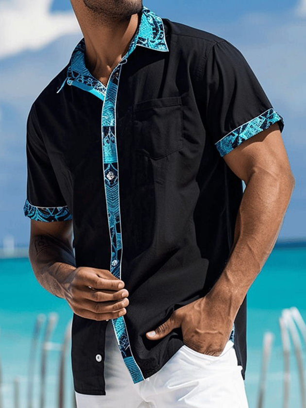 men's Hawaiian shirt front view tropical beach vacation
