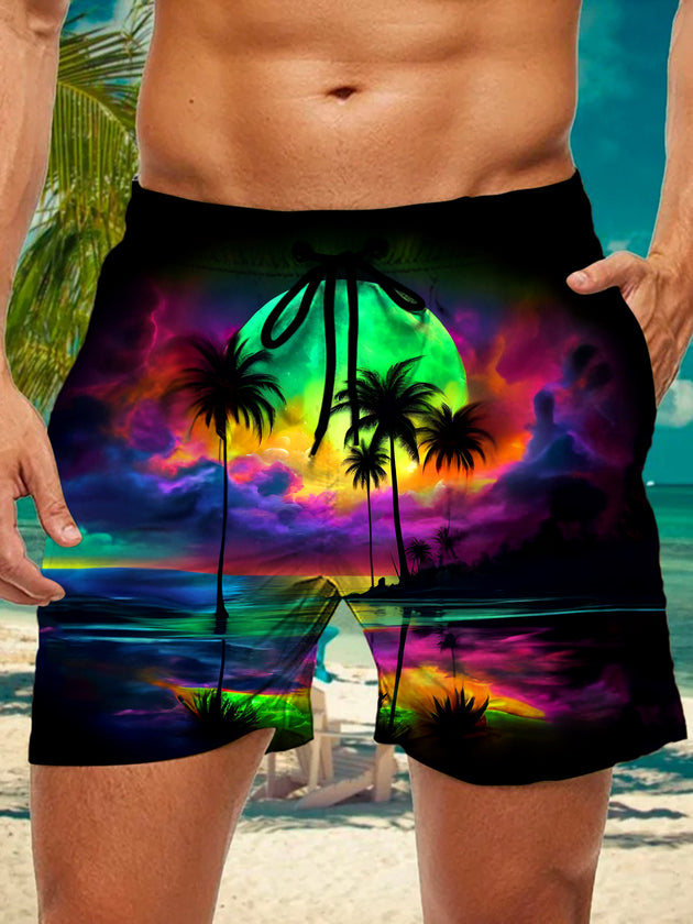 men's Hawaiian casual pants front view tropical beach vacation