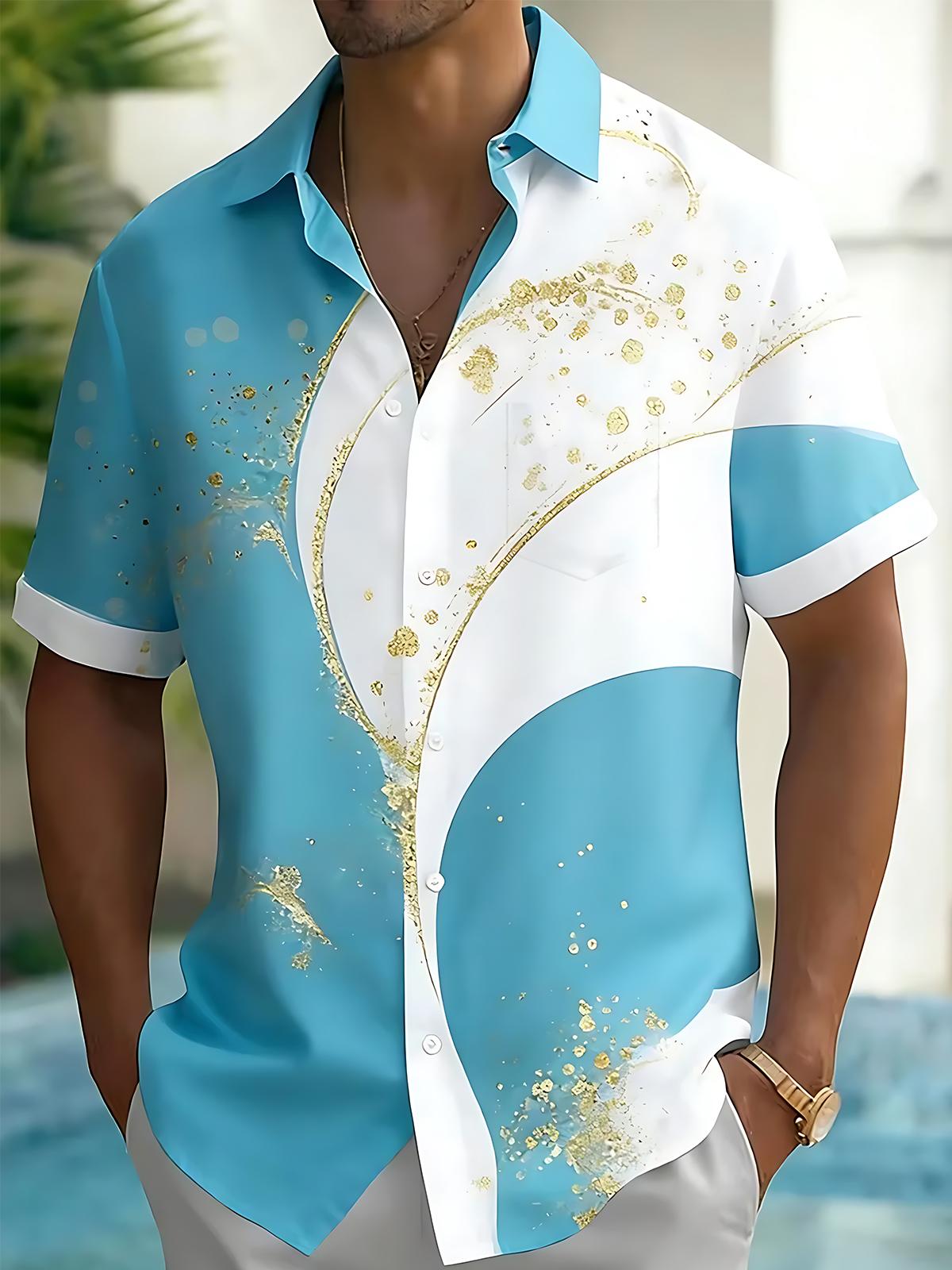 Abstract Men's Pocket Short Sleeve Shirts