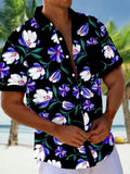 Floral Short Sleeve Men's Shirts With Pocket