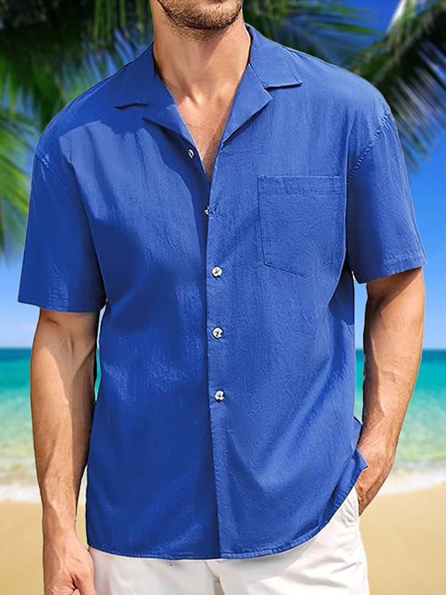 men's Cuban collar shirt front view