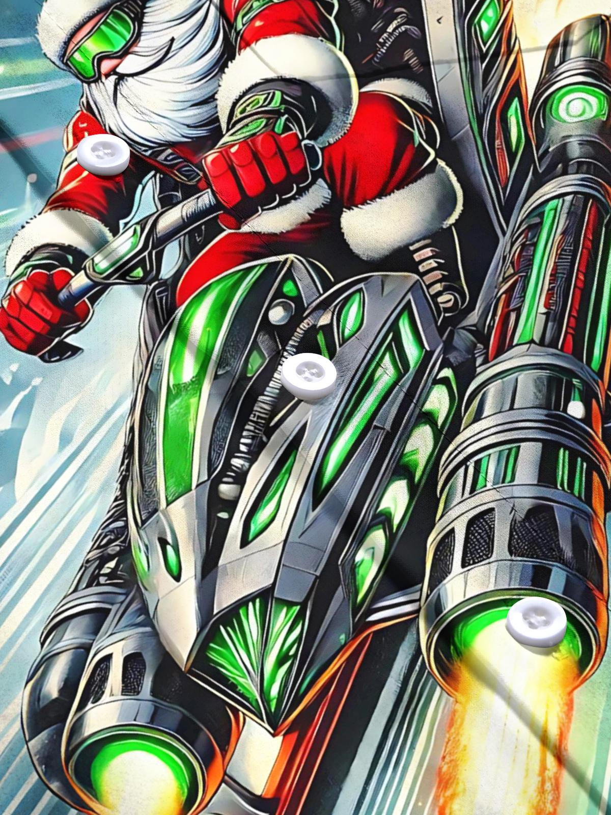 Christmas Santa Claus Print Men's Pocket Short Sleeve Shirts