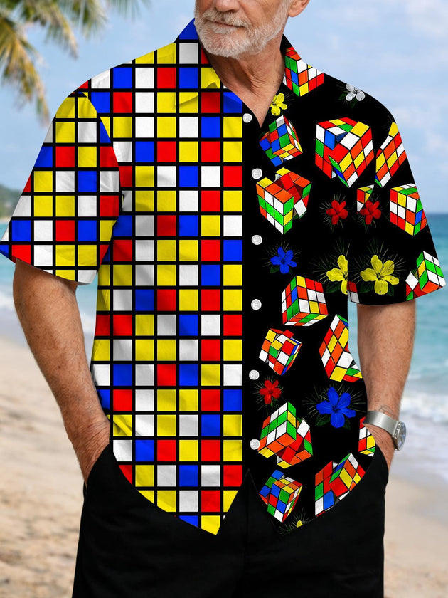 men's Hawaiian shirt front view tropical beach vacation