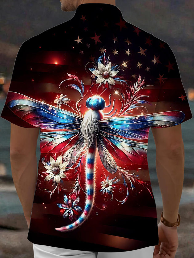 Independence Dragonfly Men's Pocket Short Sleeve Shirts