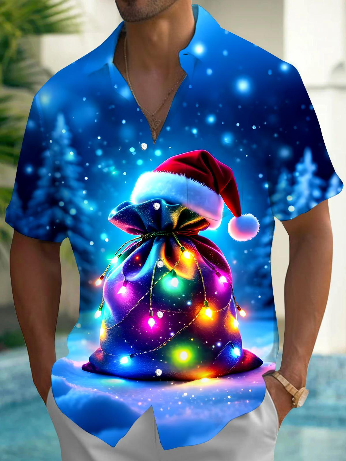 Christmas Present Men's Pocket Short Sleeve Shirts