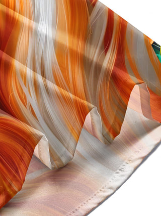 Men's abstract print long sleeve shirt, close-up detail view