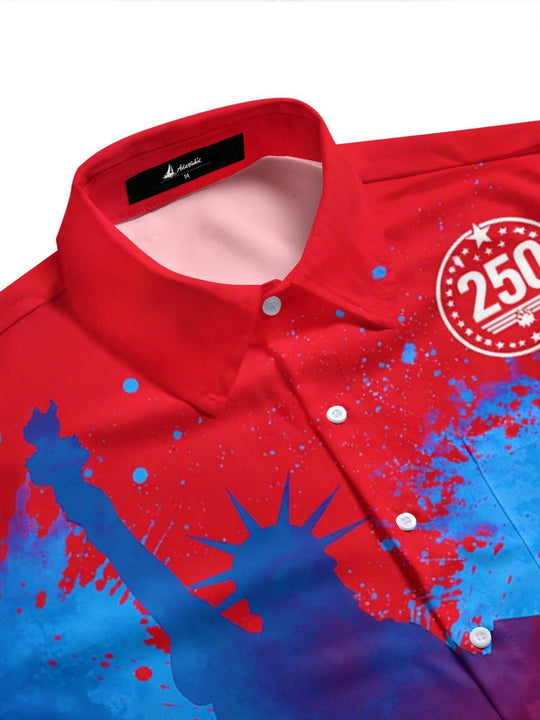 Men's short sleeve shirt with Statue of Liberty print side view