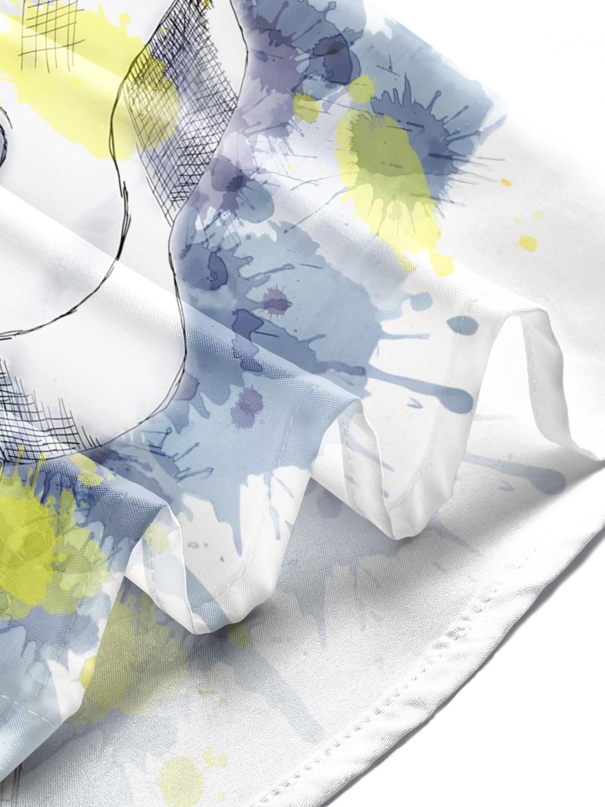 men's music print shirt summer vacation