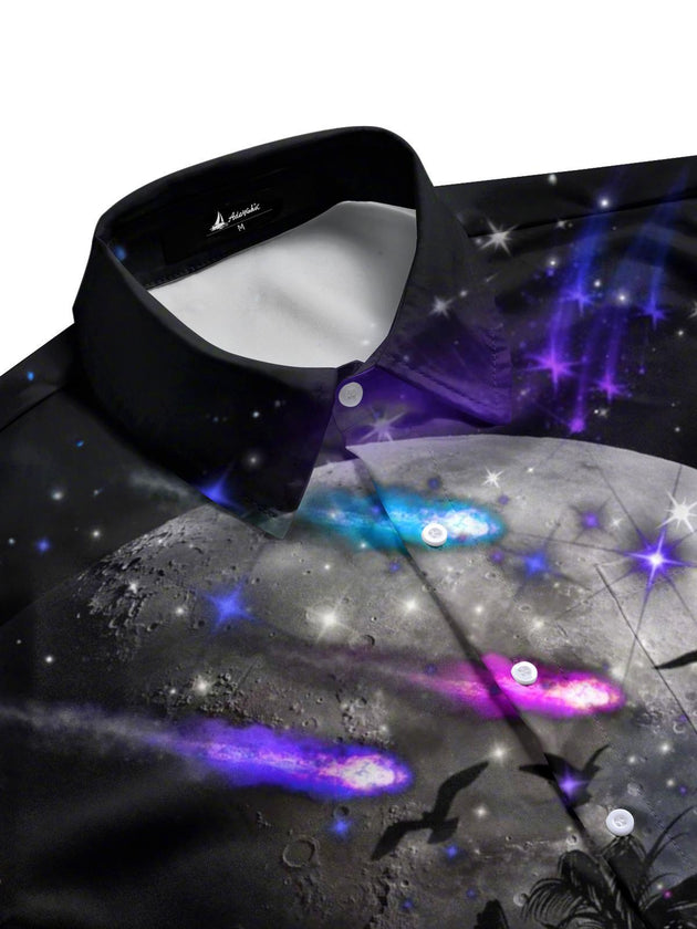 men's beach print shirt side view
