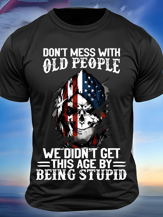 men's gothic print graphic t-shirt side view