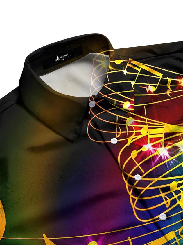 men's guitar print shirt side view