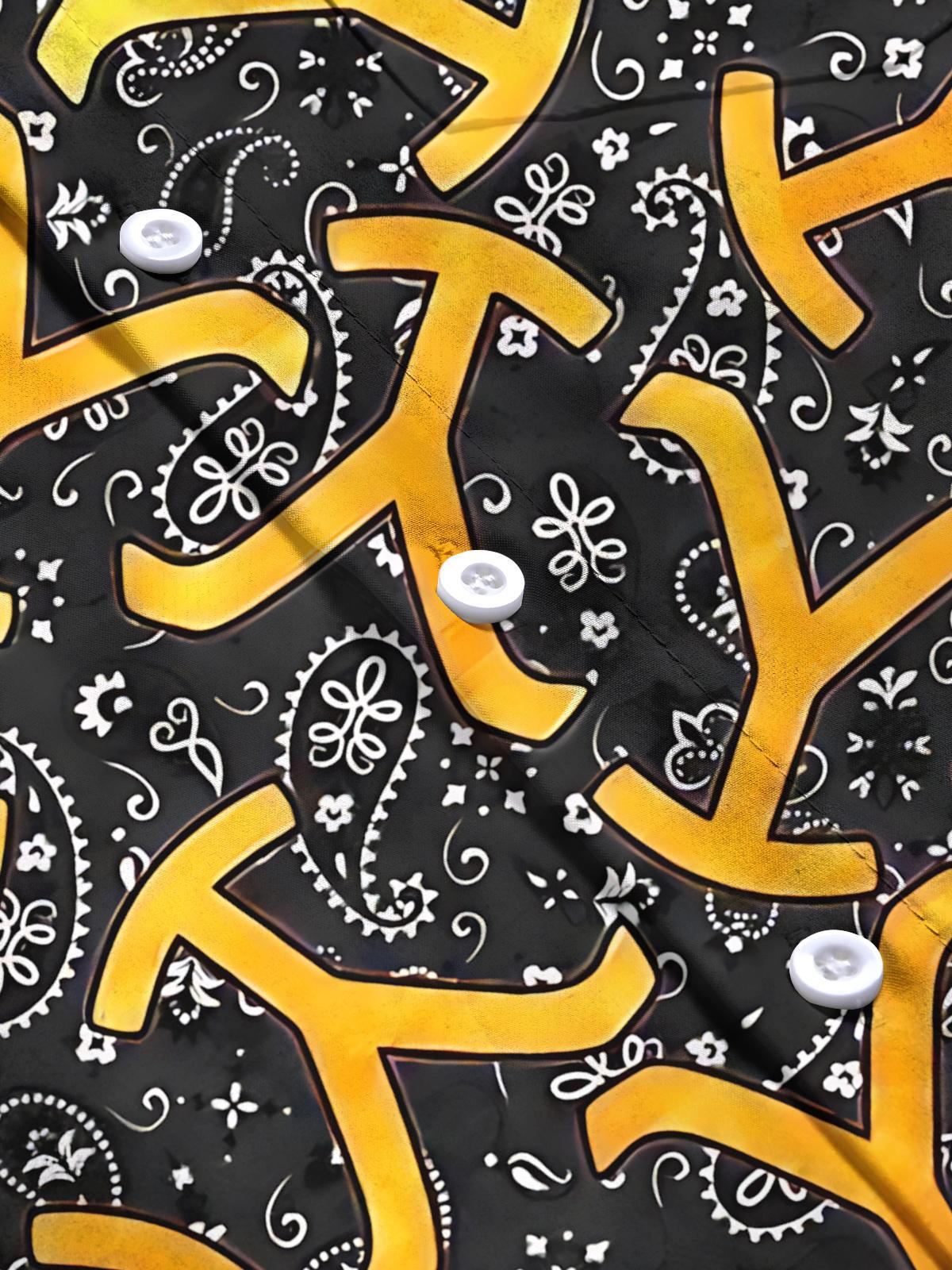 Paisley Vintage Print Men's Pocket Short Sleeve Shirts