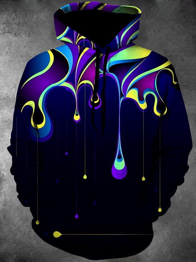 Men's abstract print long sleeve hooded sweatshirt front view