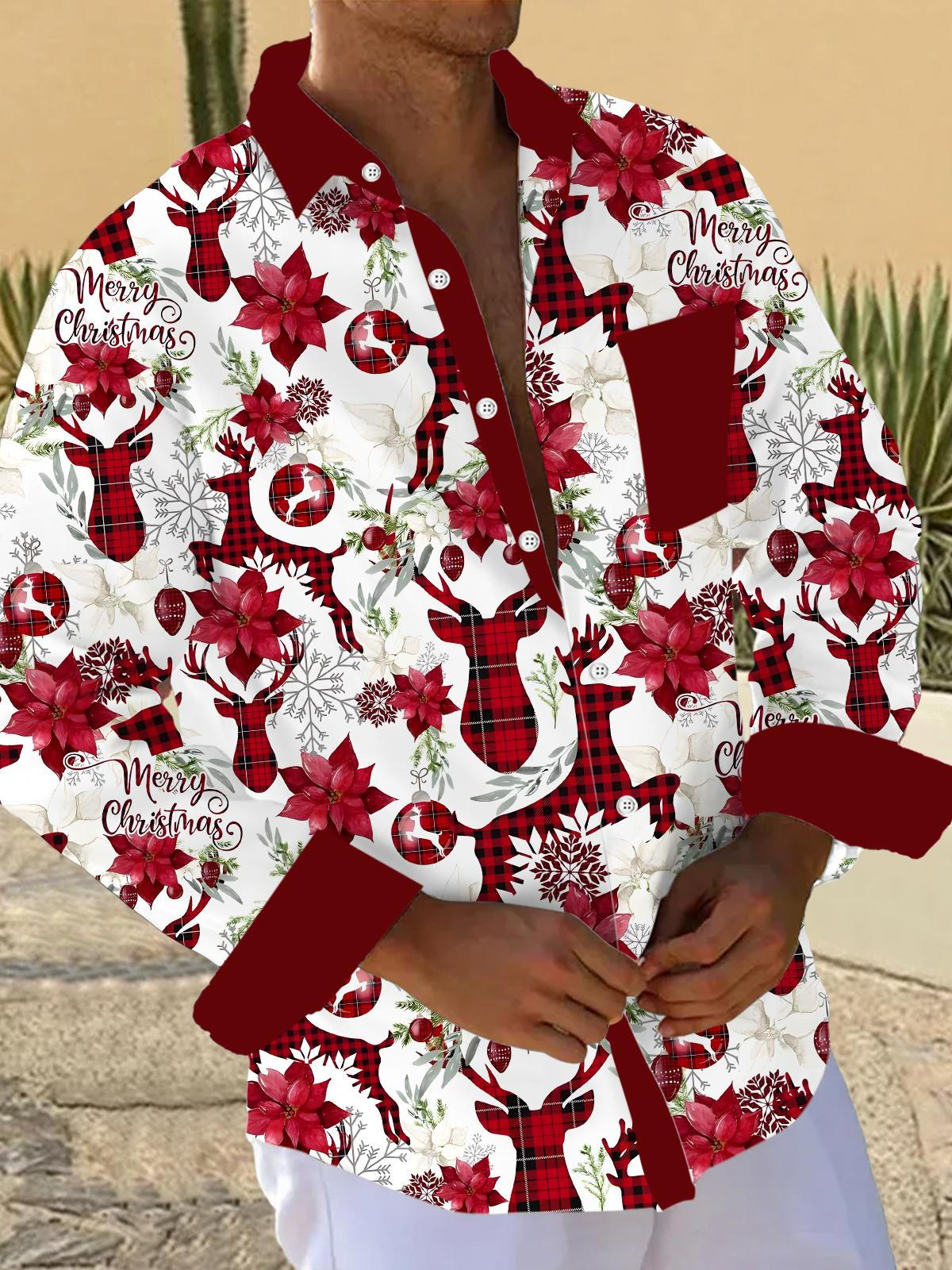 Christmas Men's Pocket Long Sleeve Shirts