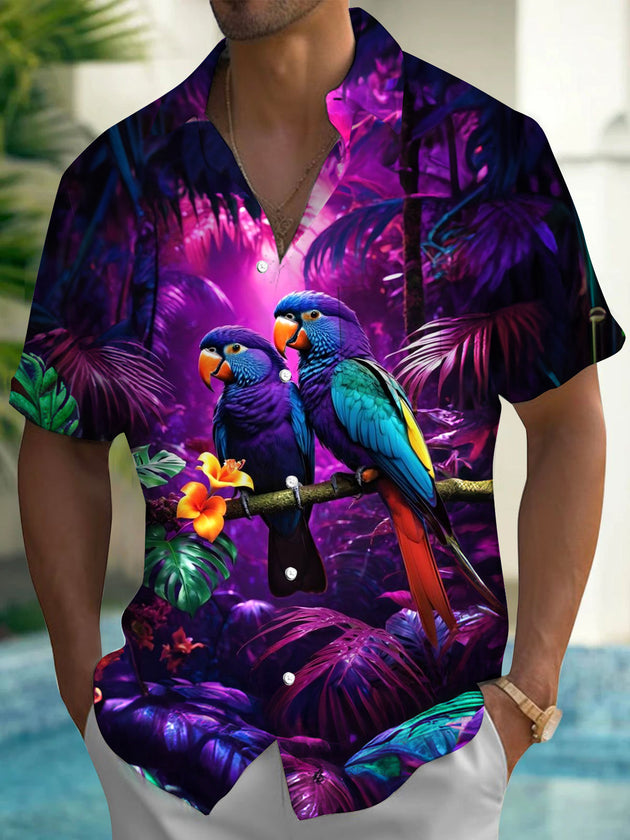 men's Hawaiian shirt front view tropical beach vacation