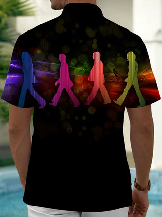 Men's art print short sleeve shirt back view
