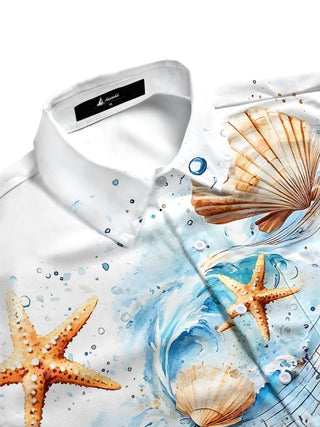 men's guitar print shirt side view