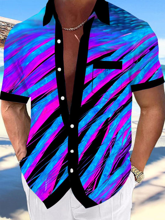 Men abstract print short sleeve shirt front view