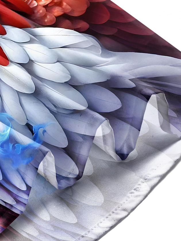 Men's short sleeve tie dye eagle print shirt close-up detail view