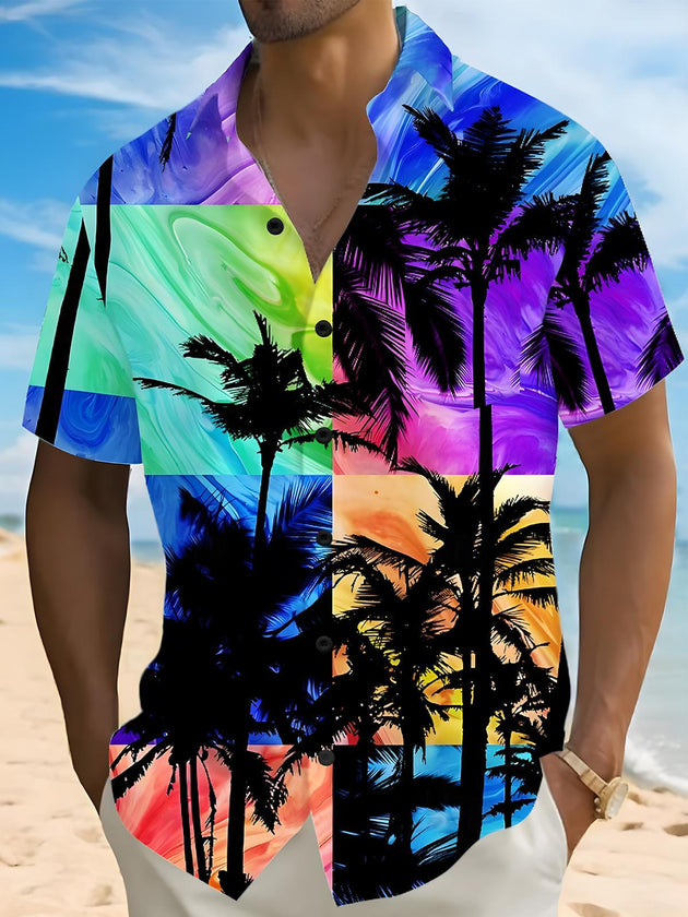 men's Hawaiian shirt front view tropical beach vacation