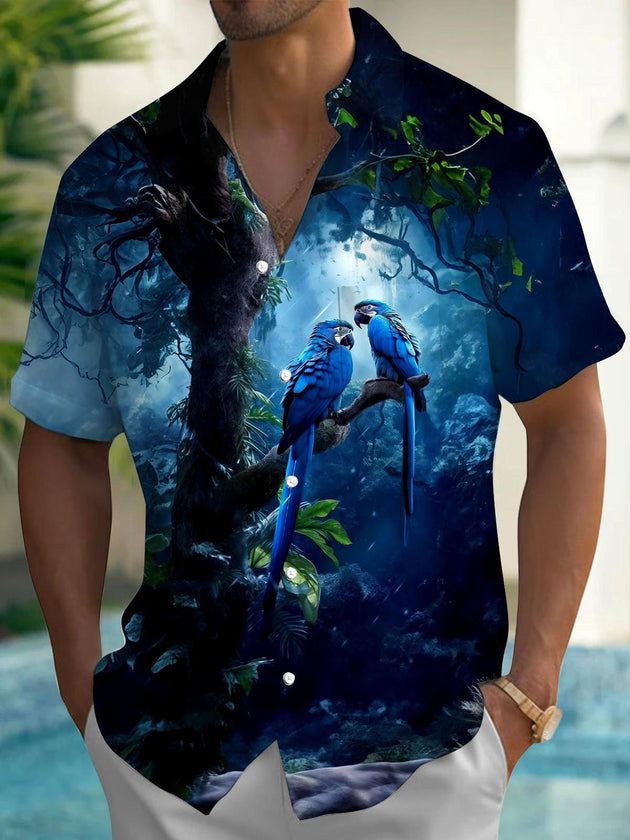 men's Hawaiian shirt front view tropical beach vacation