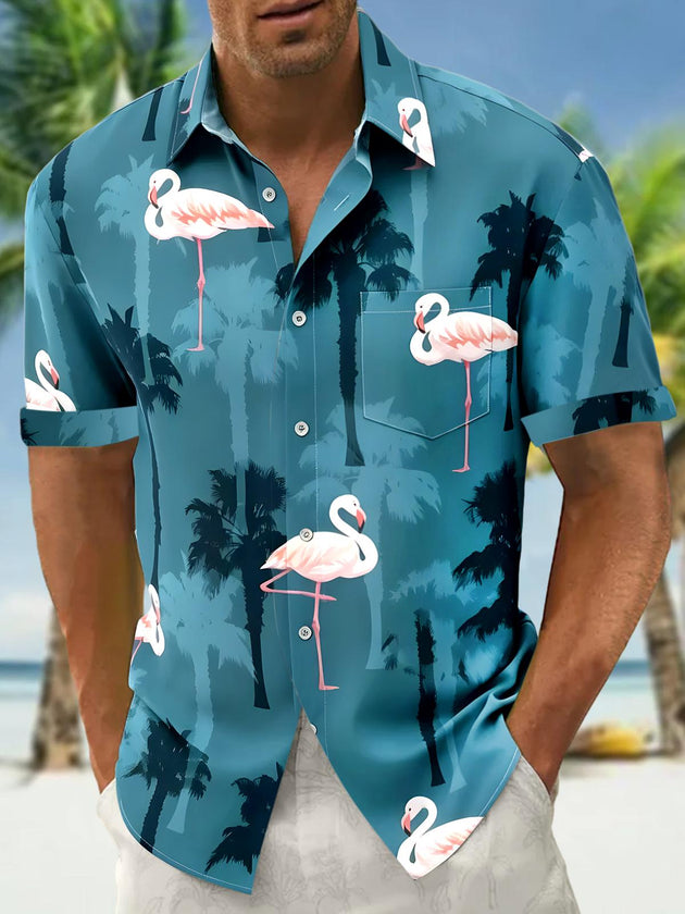 men's Hawaiian shirt front view tropical beach vacation