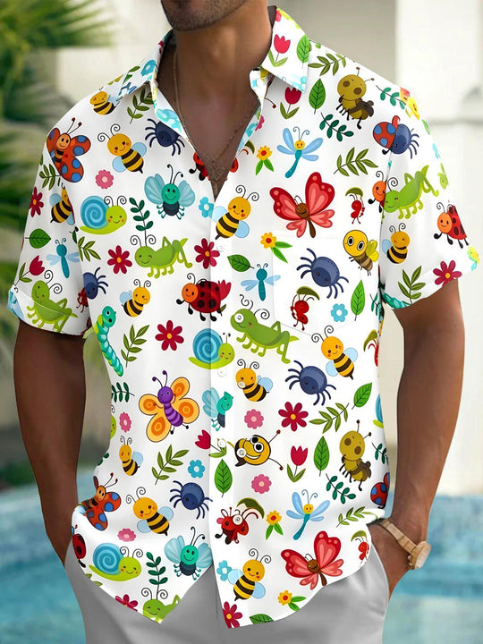 Bees Butterfly Men's Pocket Short Sleeve Shirts