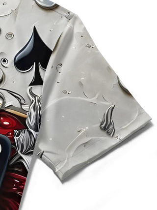 men's skull print shirt close-up short sleeve