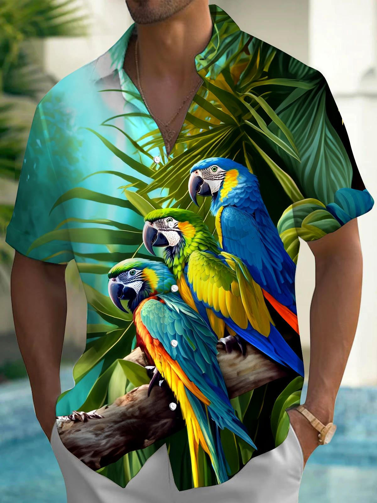 Parrot Men's Pocket Short Sleeve Shirts