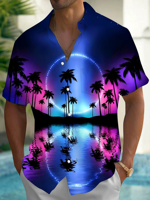 men's Hawaiian shirt front view tropical beach vacation