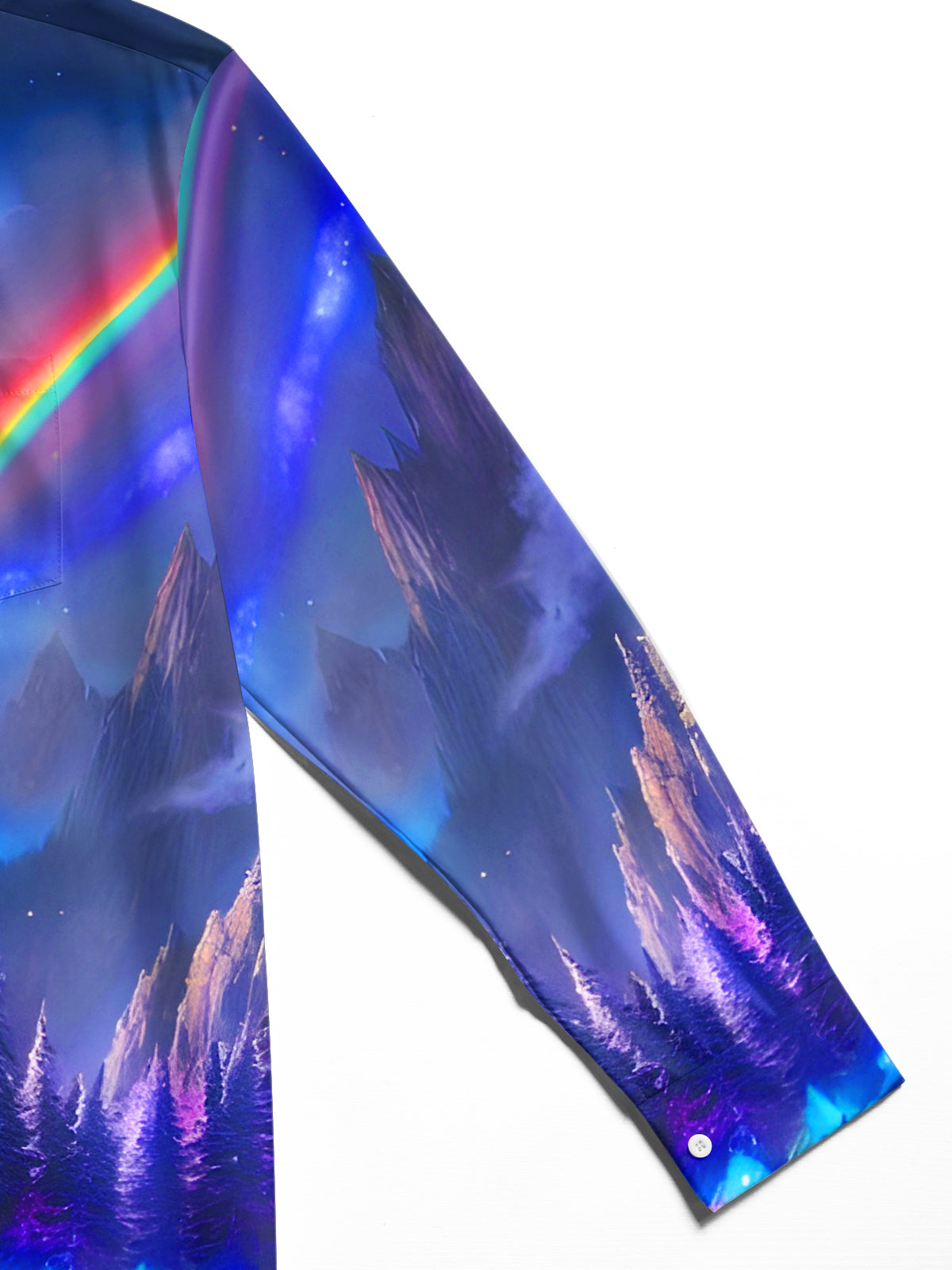Psychedelic Rainbow Iceberg Earth Christmas Tree Men's Pocket Long Sleeve Shirts