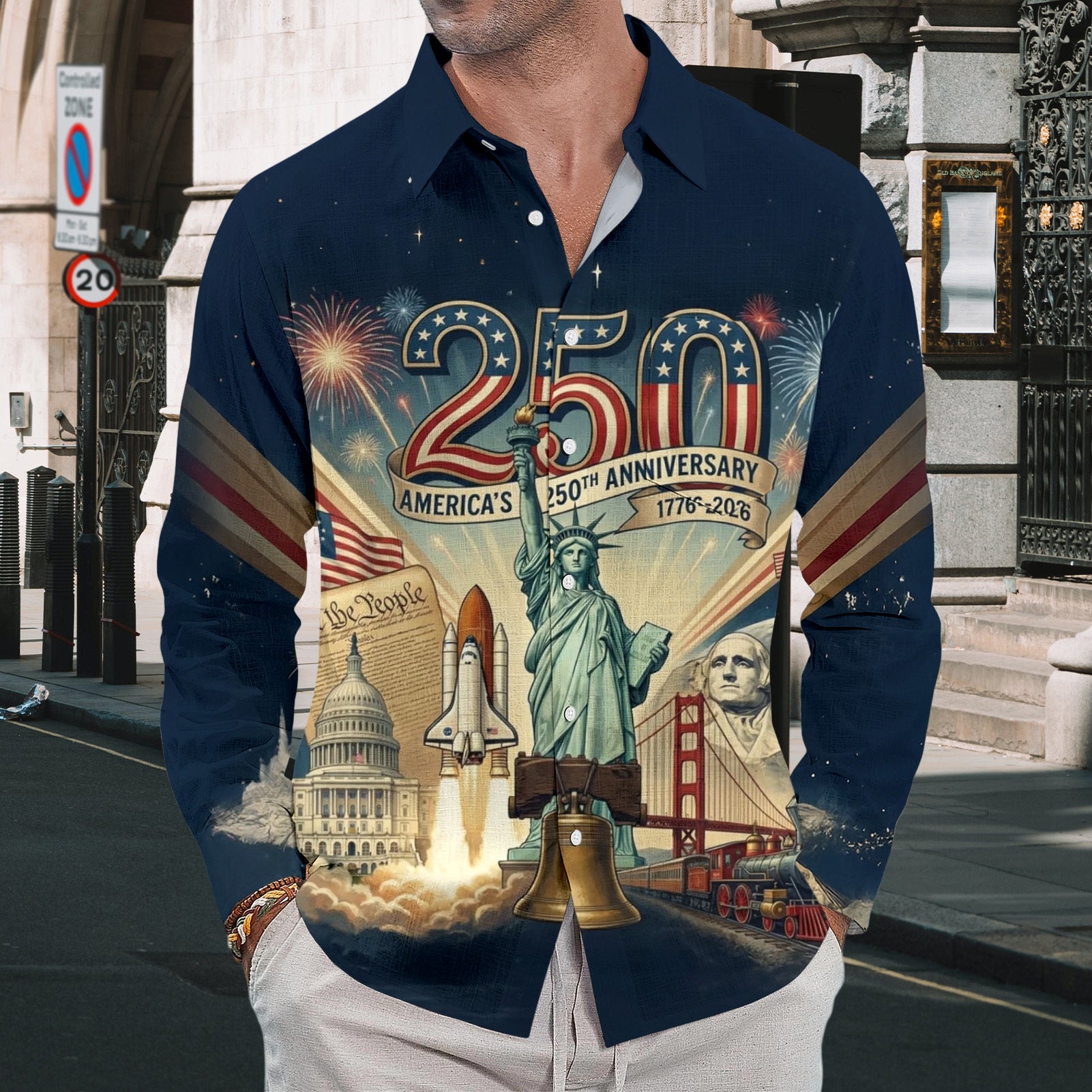 men's button up shirt Independence Day view 26