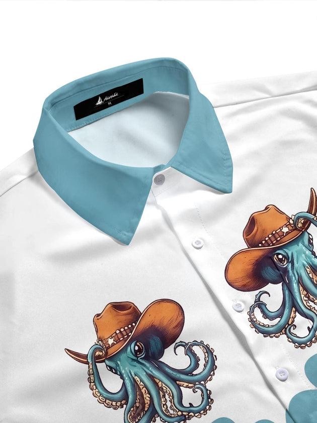 men's ocean pattern shirt side view