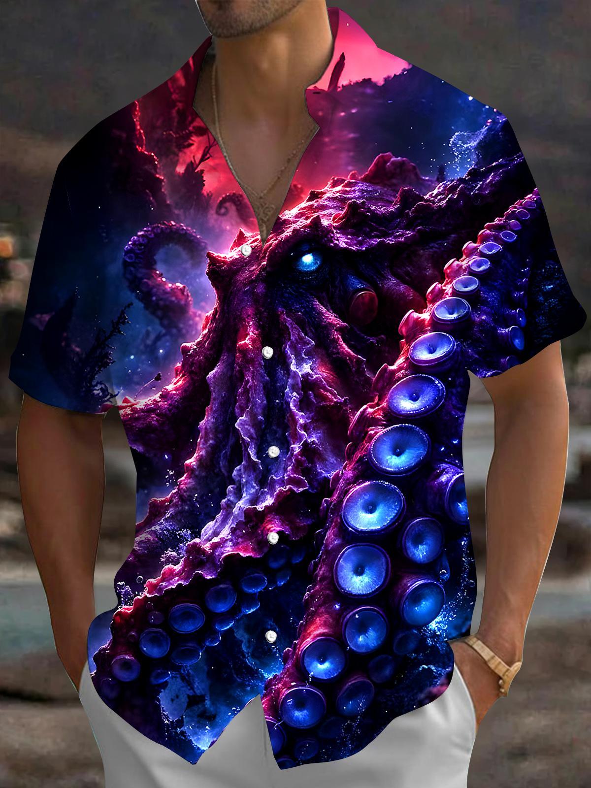 men's octopus print shirt front view