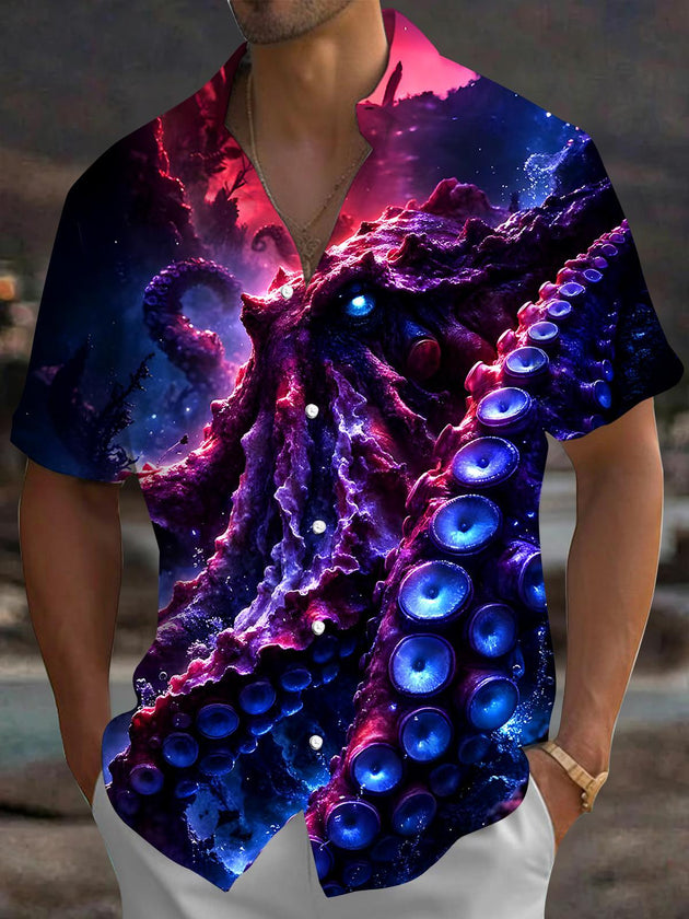 men's octopus print shirt front view