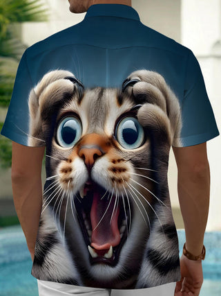 men's kitten pattern shirt back view